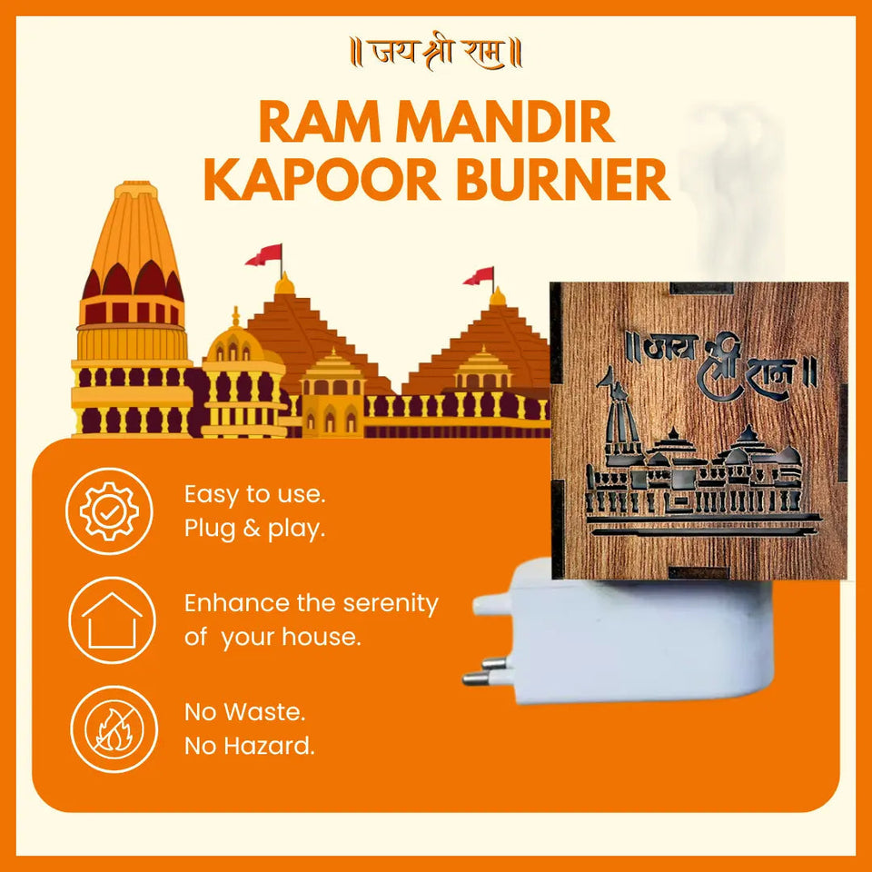 3 IN 1 Ayodhya Ram Temple Electric Kapoor Burner & Night lamp